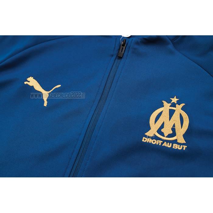Tuta da Track de Giacca del Olympique Marsiglia 2023-2024 Blu Oscuro